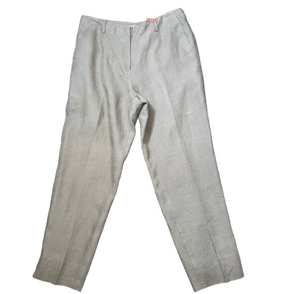 Talbots pants Irish Linen tan straight leg breathable SZ 12 POCKETS zip up - Picture 2 of 12